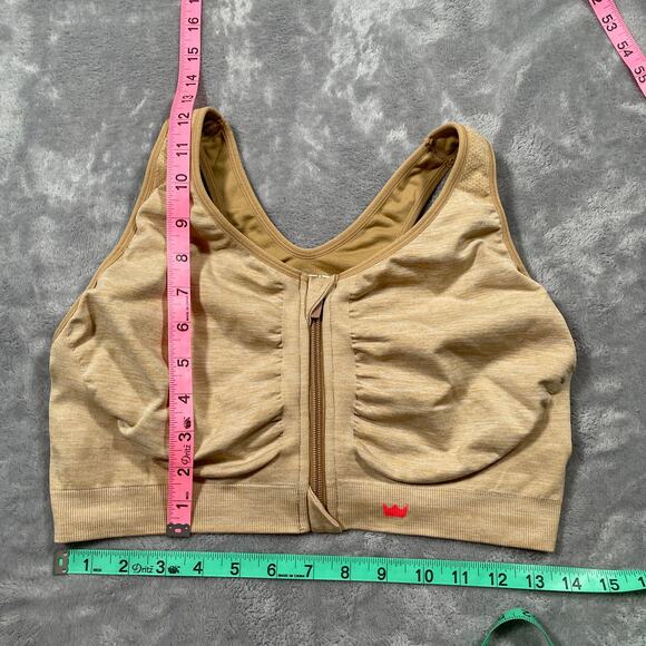 SheFit Lounge Bra Womens 3Luxe Tan Padded Front Zip Athleisure Wirefree - Picture 6 of 7